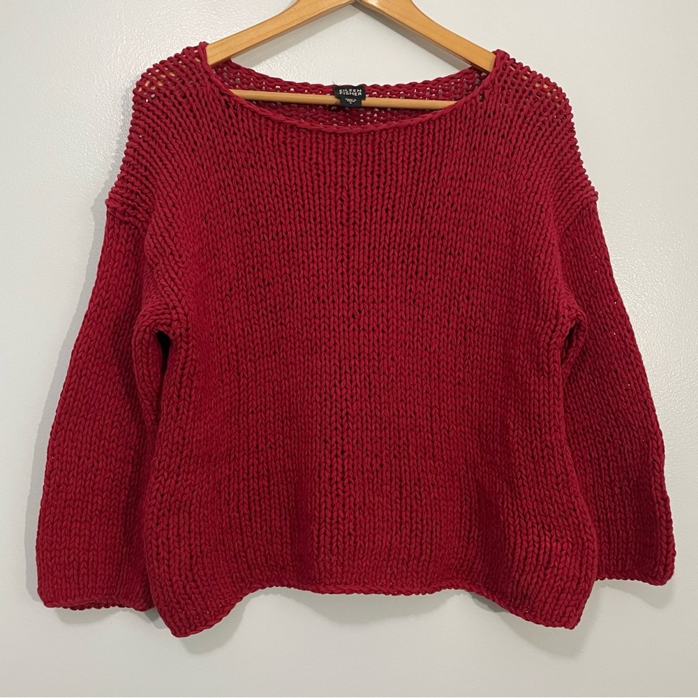 Eileen Fisher Cherry Knit Crew Neck Sweater